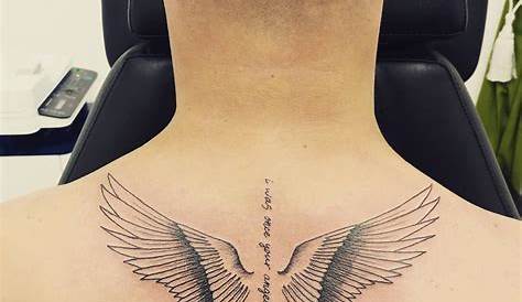 Small Wings Tattoo On Back For Men Grey Angel , s