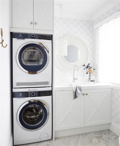 Small Bathroom With Stackable Washer And Dryer