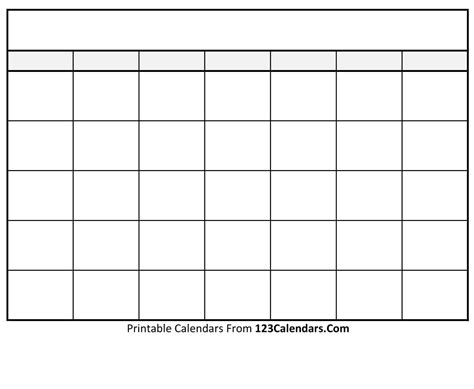 Small Blank Printable Calendar