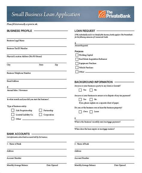 Small Business Loan Application Template