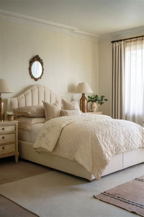Small Cream Bedroom Ideas with Picture Frames