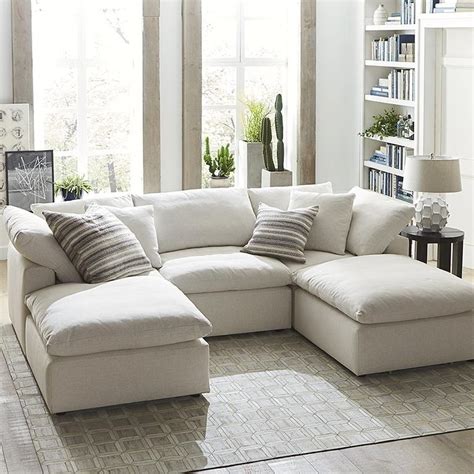 Lounge II Petite Leather 3Piece Double Chaise Sectional Sofa Crate