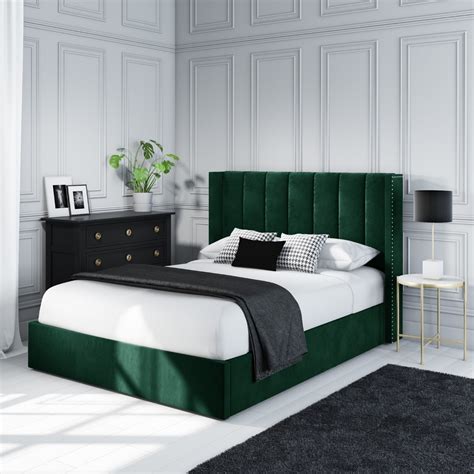 Small Double Ottoman Bed Green