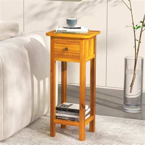 Small End Table With Drawer And Shelf