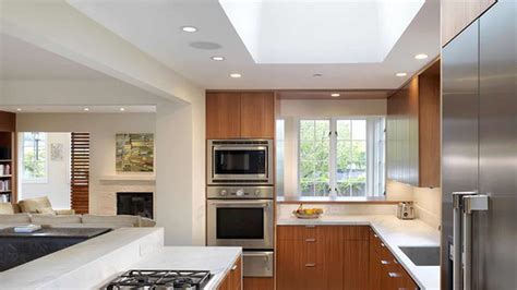 Small flat ceiling lights in a kitchen