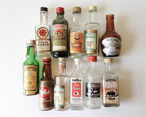 small glass liquor bottles