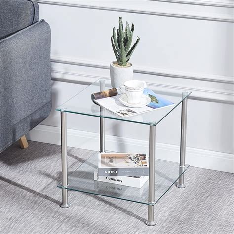 Small Glass Side Table With Shelf