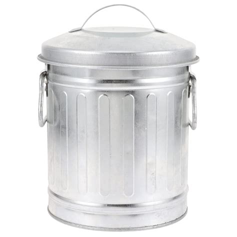 small metal garbage can