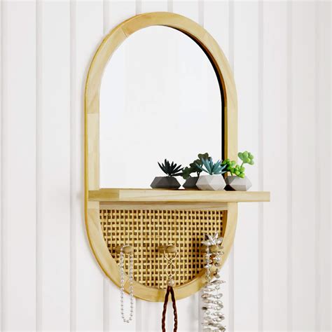 Small Mirror With Shelf And Hooks