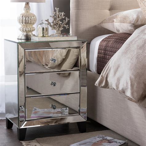 Small Mirrored Nightstand Bedroom