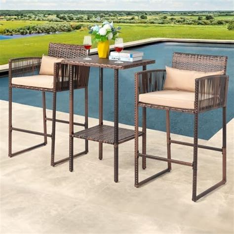 Small Outdoor Wicker Bar Table