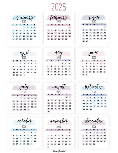 Small Paper Calendar Printable