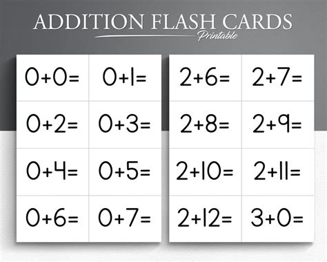 Small Printable Addition Flash Cards