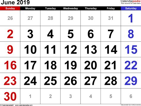 Small Printable Calendar June2019