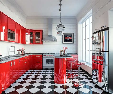 Small Red Kitchen Island
