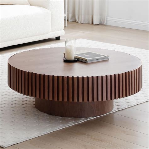 Small Round Coffee Table Walnut