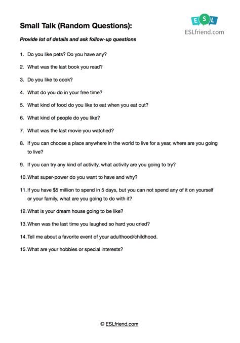 small talk questions examples