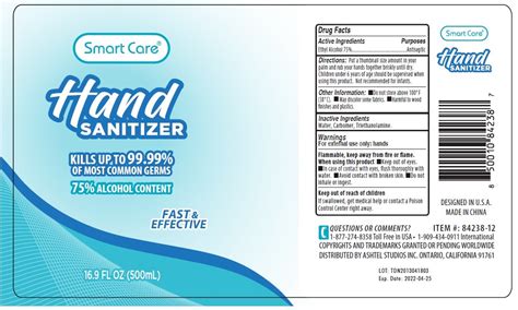 Smart Care Hand Sanitizer, 33.8 fl oz/1000 mL Ingredients and Reviews