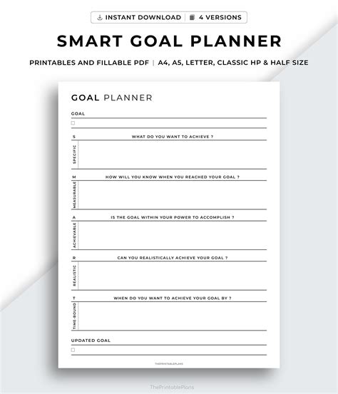 Smart Goal Planner Printable