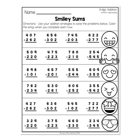 Smiley Math Grade 2 Worksheets