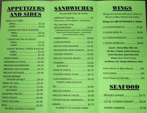 Smithsburg Maryland Menu