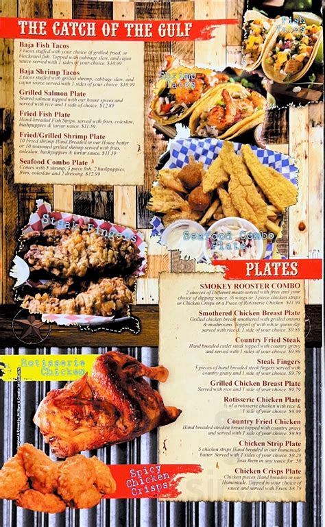 smokey rooster bar and grill menu corpus
