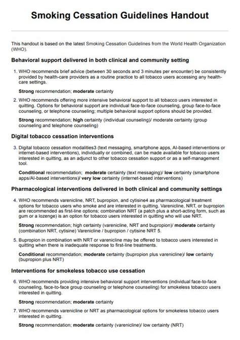 Smoking Cessation Coding Guidelines