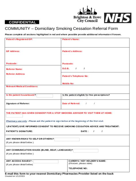 smoking cessation note template