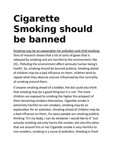 smoking should be banned argumentative essay