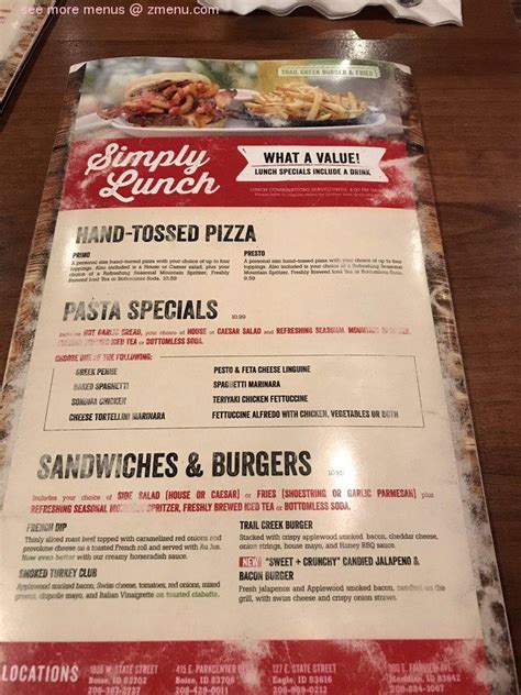 smoky mountain pizza eagle menu