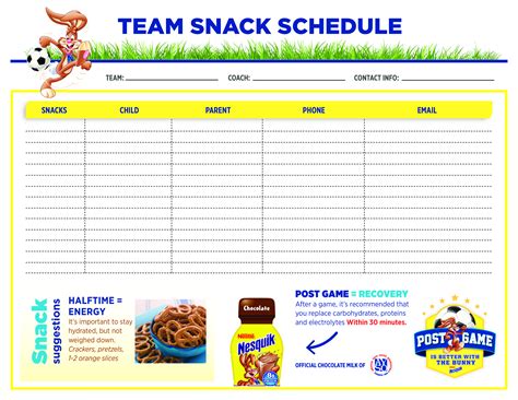 Preschool Snack Schedule Templates at