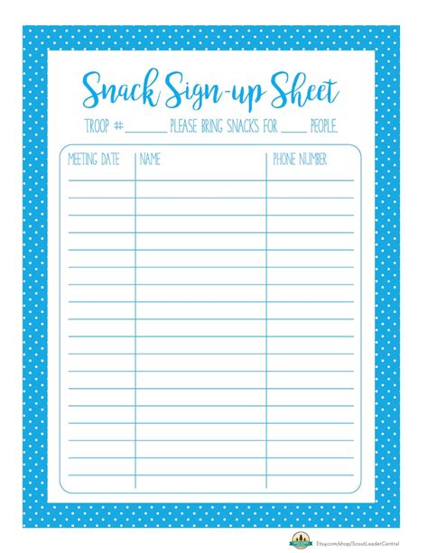 Everything You Need To Know About Snack Sign Up Sheet Printable