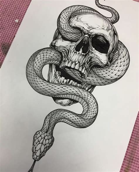 Skull and snake tattoo on chest for men Tattoos Book 65.000 Tattoos