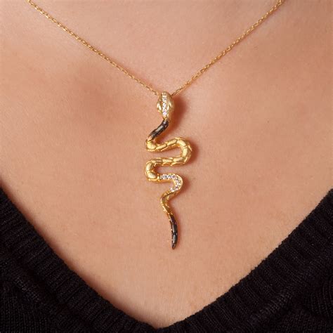 Animal cobra Snake Pendant Chain Gold Luxury Cubic Zircon