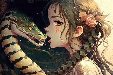 snake cute girl anime