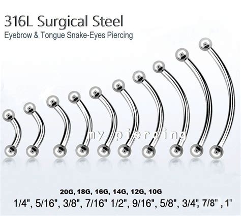 snake eyes piercing jewelry size chart