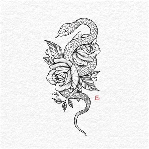 Inspiring Snake Flower Tattoo Design Ideas