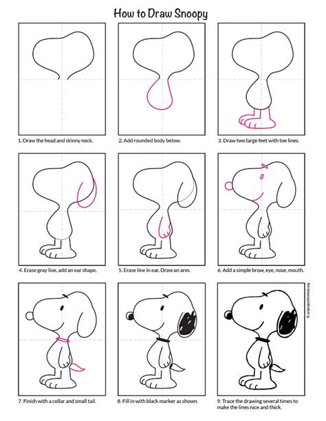 Snoopy Drawing Easy Step By Step