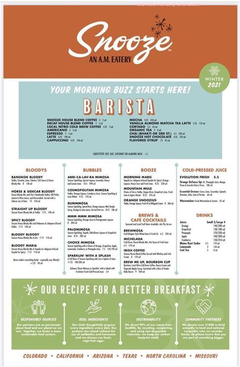 Snooze Am Eatery Menu