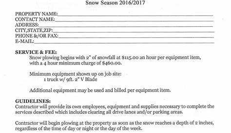 Snow Plow Agreement Template