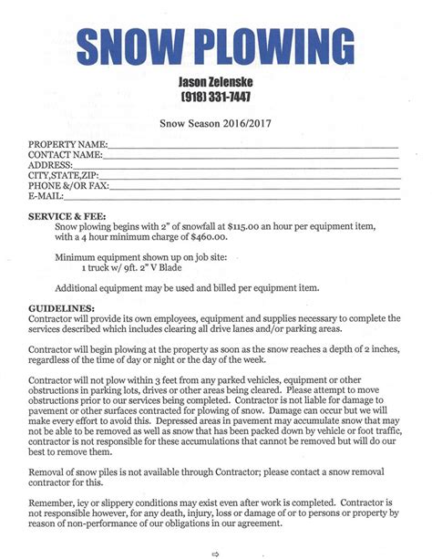 Snow Removal Contract Template Free Of 20 Snow Plowing Contract