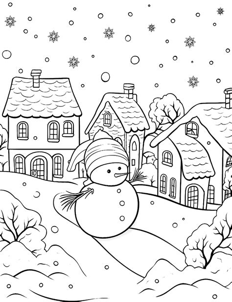 Snow Falling Coloring Pages