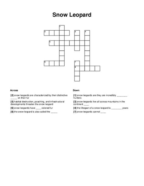 snow leopard names crossword