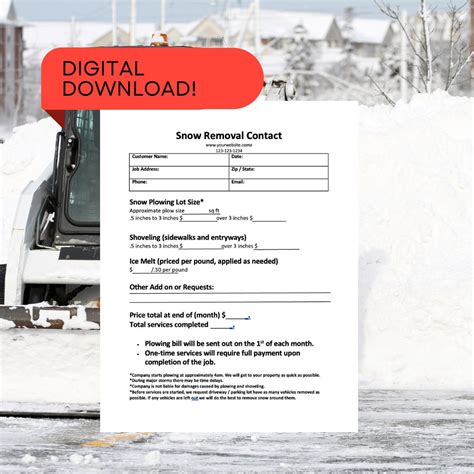 snow removal bid form template