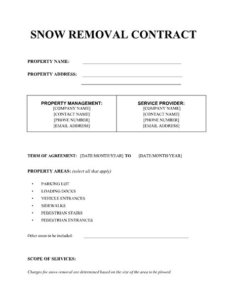 Snow Removal Contract Templates