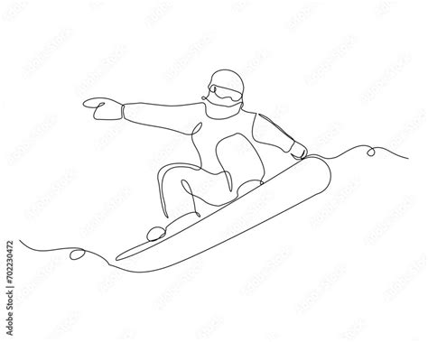 Snowboarding Line Art