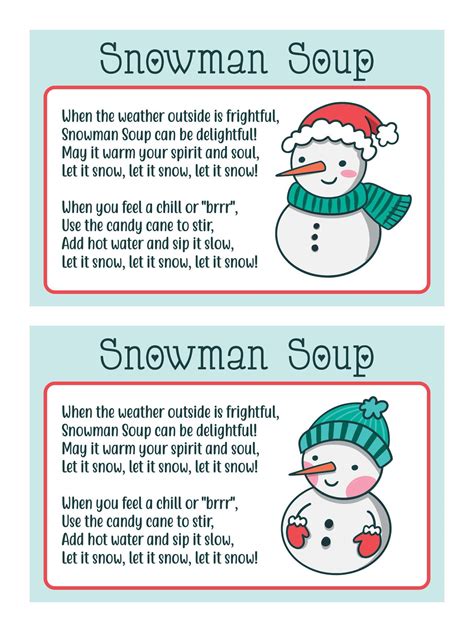 Snowman Soup Free Printable