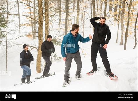 snowshoeing group