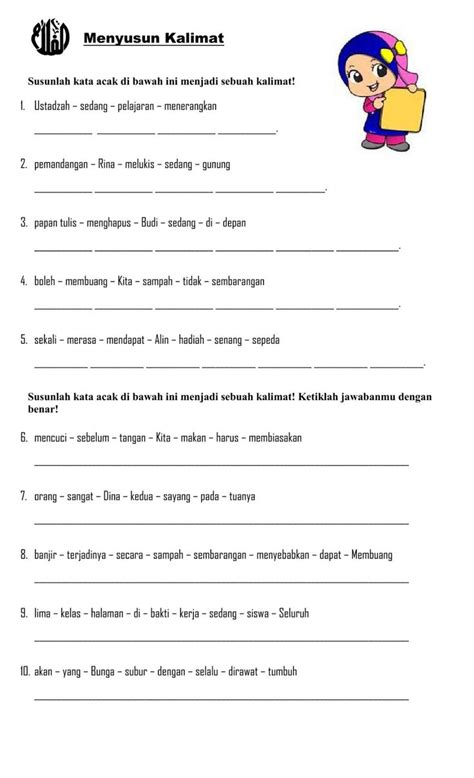Menyusun Kalimat Soal Latihan Menulis Kelas 1 Sd / Soal Tema 1 Kelas 1