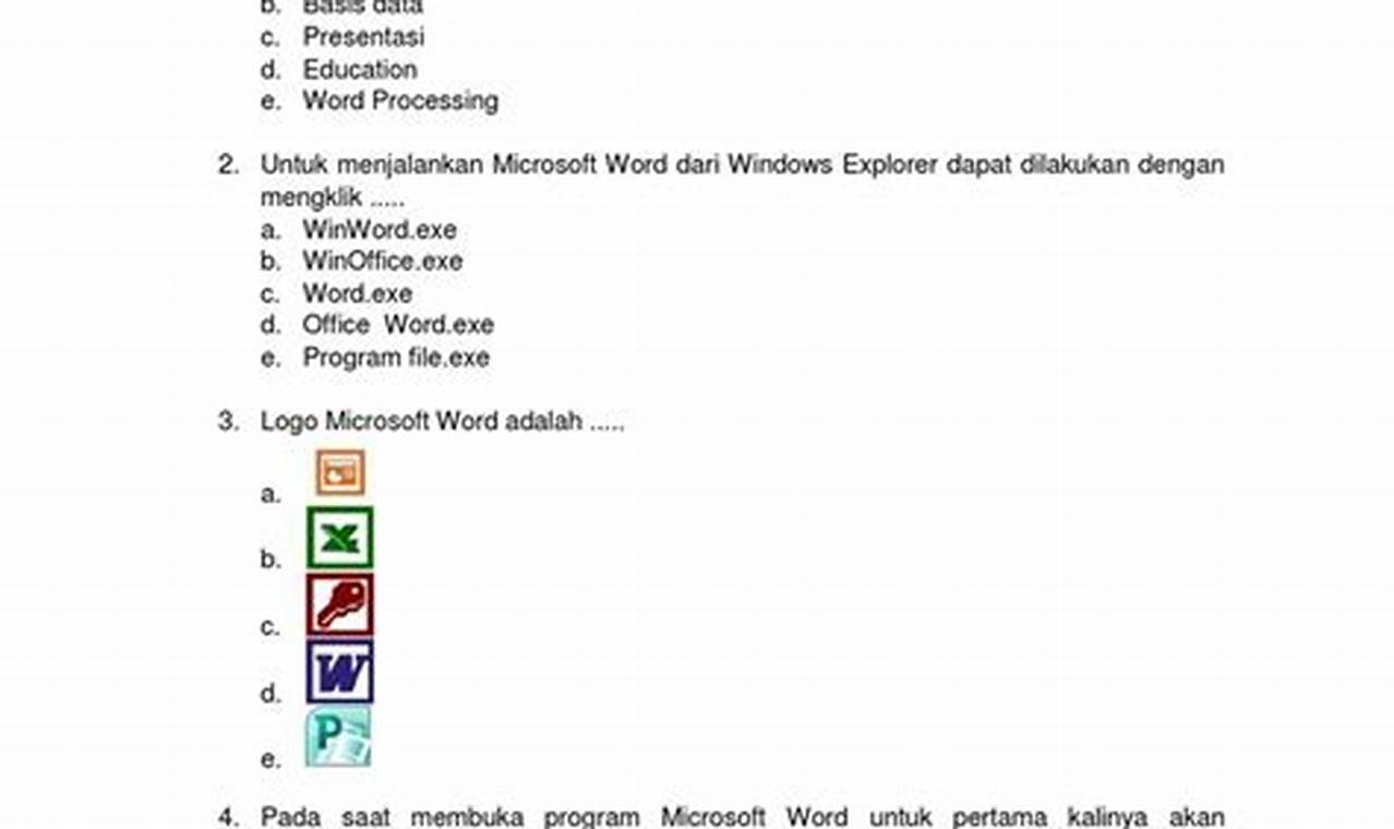 Soal Microsoft Word Pilihan Ganda